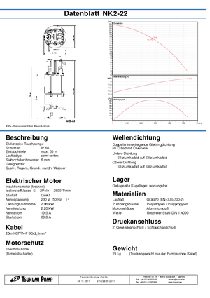Pompe fognarie Tsurumi-Pumpen NK 2-22