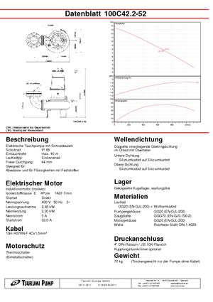 Pompe autoadescanti per acque torbide Tsurumi-Pumpen 100C42.2
