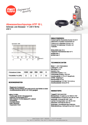 Pompe autoadescanti per acque torbide Mast-Pumpen ATP 10 L
