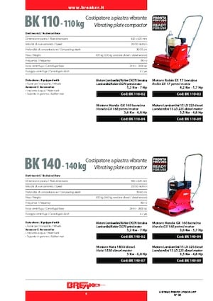 Piastre vibranti monodirezionali Breaker BK 140-09