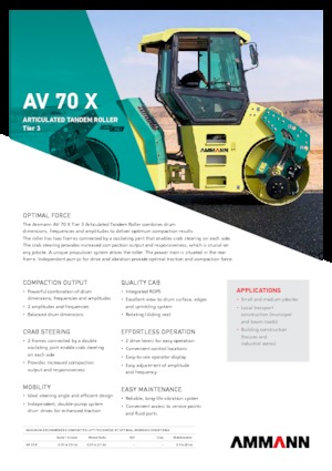 Compattatori stradali vibranti tandem Ammann AV 70 X