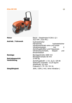 Compattatori stradali vibranti tandem Atlas AW 240