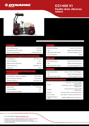 Compattatori stradali vibranti tandem Dynapac CC 1400 VI