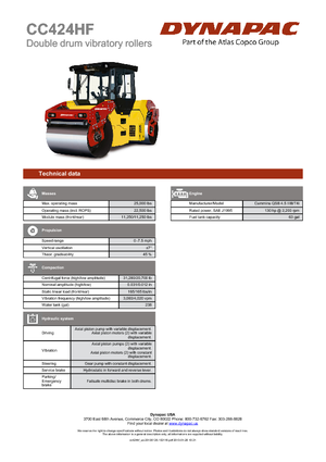 Compattatori stradali vibranti tandem Dynapac CC 424 HF