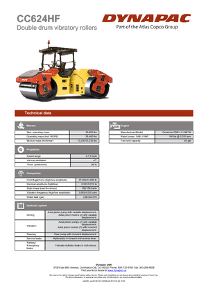 Compattatori stradali vibranti tandem Dynapac CC 624 HF