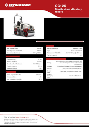 Compattatori stradali vibranti tandem Dynapac CC125