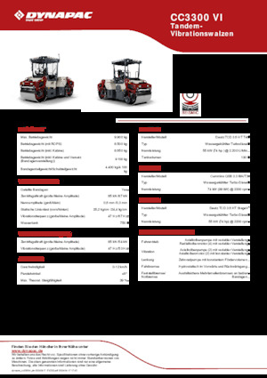 Compattatori stradali vibranti tandem Dynapac CC3300 VI