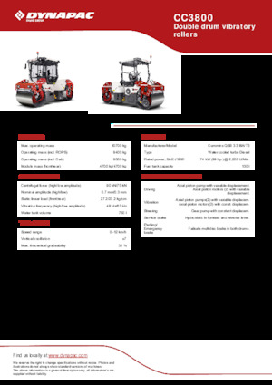 Compattatori stradali vibranti tandem Dynapac CC3800