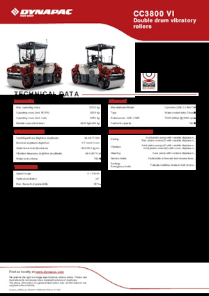 Compattatori stradali vibranti tandem Dynapac CC3800 VI