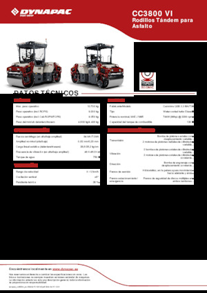 Compattatori stradali vibranti tandem Dynapac CC3800 VI