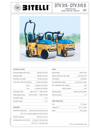 Compattatori stradali vibranti tandem Bitelli DTV 315