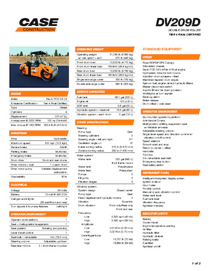Compattatori stradali vibranti tandem Case DV209D
