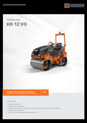 Compattatori stradali vibranti tandem Hamm HD 12 VO