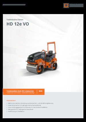 Compattatori stradali vibranti tandem Hamm HD 12e VO