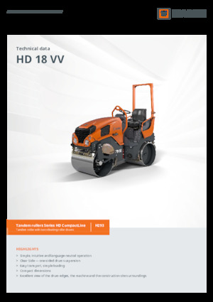 Compattatori stradali vibranti tandem Hamm HD 18 VV