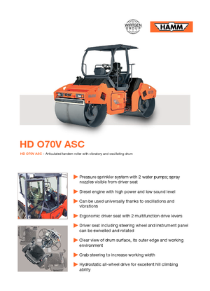 Compattatori stradali vibranti tandem Hamm HD O70 V ASC