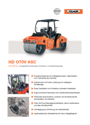 Compattatori stradali vibranti tandem Hamm HD O70 V ASC