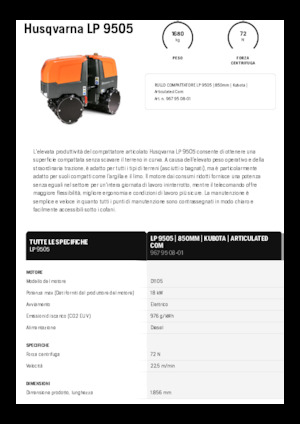 Compattatori stradali vibranti tandem Husqvarna LP 9505