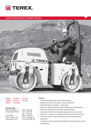 Compattatori stradali vibranti tandem Terex TV 900