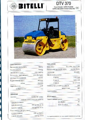 Compattatori stradali vibranti tandem Bitelli DTV 370