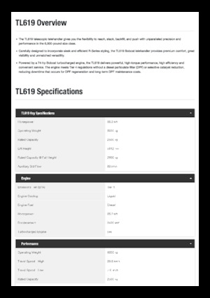 Sollevatori Telescopici Fissi Bobcat TL619