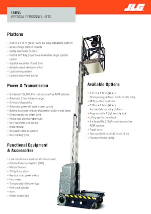 Piattaforme aeree verticali JLG 15MVL