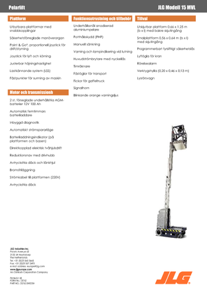 Piattaforme aeree verticali JLG 15 MVL