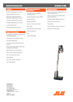 Piattaforme aeree verticali JLG 15 MVL