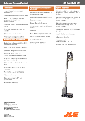 Piattaforme aeree verticali JLG 20MVL