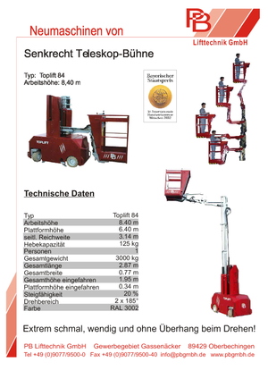 Piattaforme aeree verticali PB Toplift 84