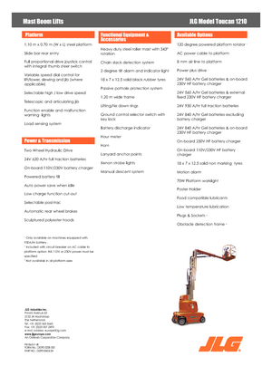 Piattaforme aeree verticali JLG-Toucan Toucan 1210