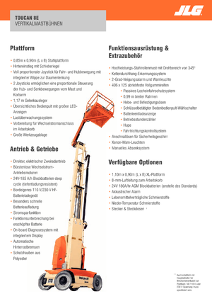 Piattaforme aeree verticali JLG-Toucan Toucan 8E XL