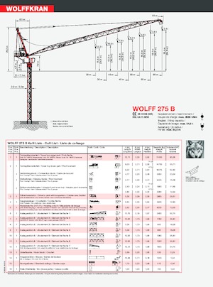 Gru a torre a braccio impennabile Wolffkran 275 B US