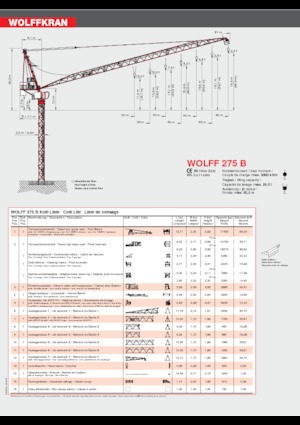 Gru a torre a braccio impennabile Wolffkran 275 B