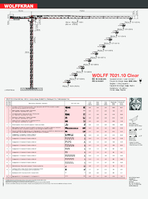 Gru a torre - rotazione alta Wolffkran 7021.10 Clear