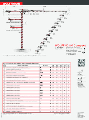 Gru a torre - rotazione alta Wolffkran 80110 Compact