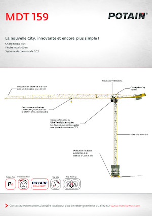 Gru a torre - rotazione alta Potain MDT 159