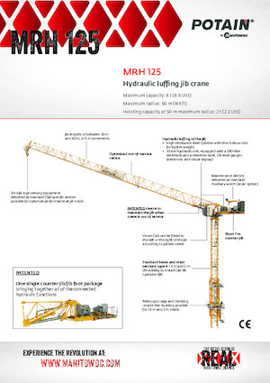 Gru a torre - rotazione alta Potain MRH 125