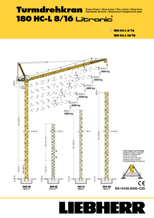 Gru a torre a braccio impennabile Liebherr 180 HC-L 8/16 Litronic