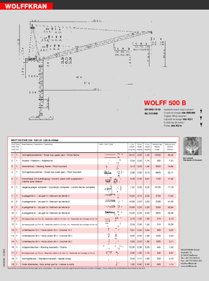 Gru a torre a braccio impennabile Wolffkran 500 B