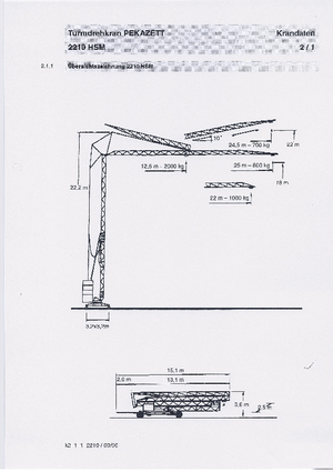 Gru a torre - rotazione bassa Pekazett 2210 HSM