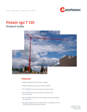 Gru a torre - rotazione bassa Potain IGO T 130