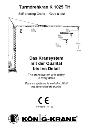 Gru a torre - rotazione bassa König K 1025 TH