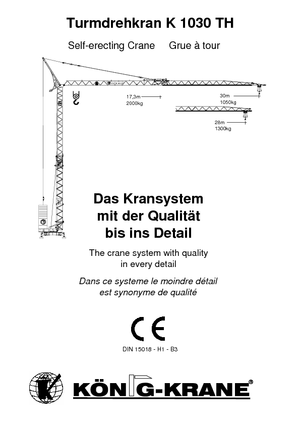 Gru a torre - rotazione bassa König K 1030 TH