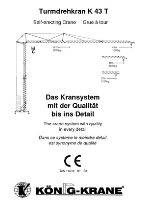 Gru a torre - rotazione bassa König K 43 T (2,3m) FU-Hub
