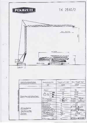 Gru a torre - rotazione bassa Pekazett TK 2510/2