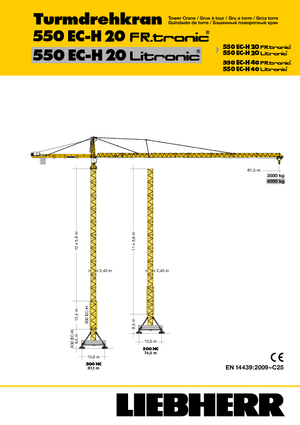Gru a torre - rotazione alta Liebherr 550 EC-H 20 Litronic 