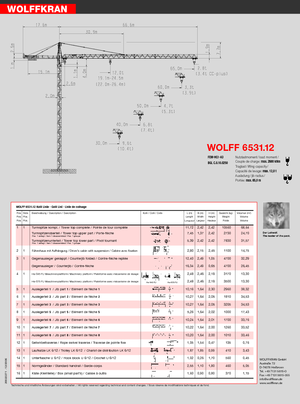 Gru a torre - rotazione alta Wolffkran 6031.12 clear