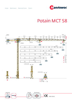 Gru a torre - rotazione alta Potain MCT 58-2,5 t