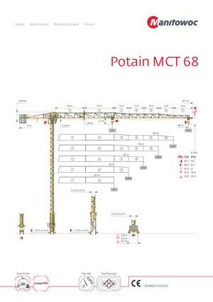 Gru a torre - rotazione alta Potain MCT 68 B-3 t
